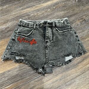 Edgy Black Denim Women's Shorts